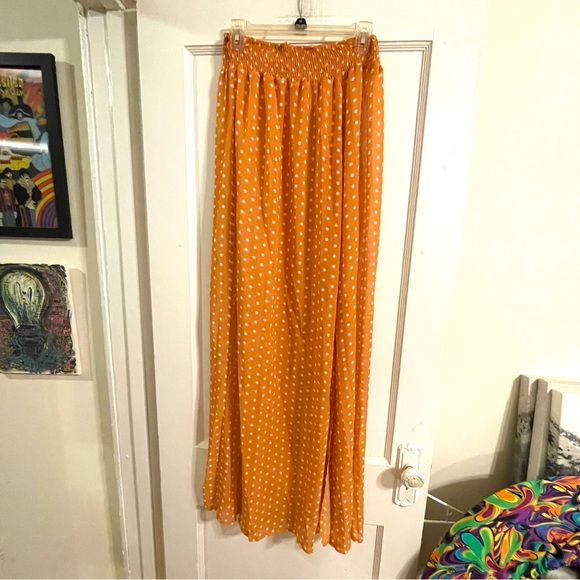 Maxi Skirt & Tube Top Set | Burnt Orange Polka Dot Flowy Sexy Date Summer Cute - Picture 5 of 13